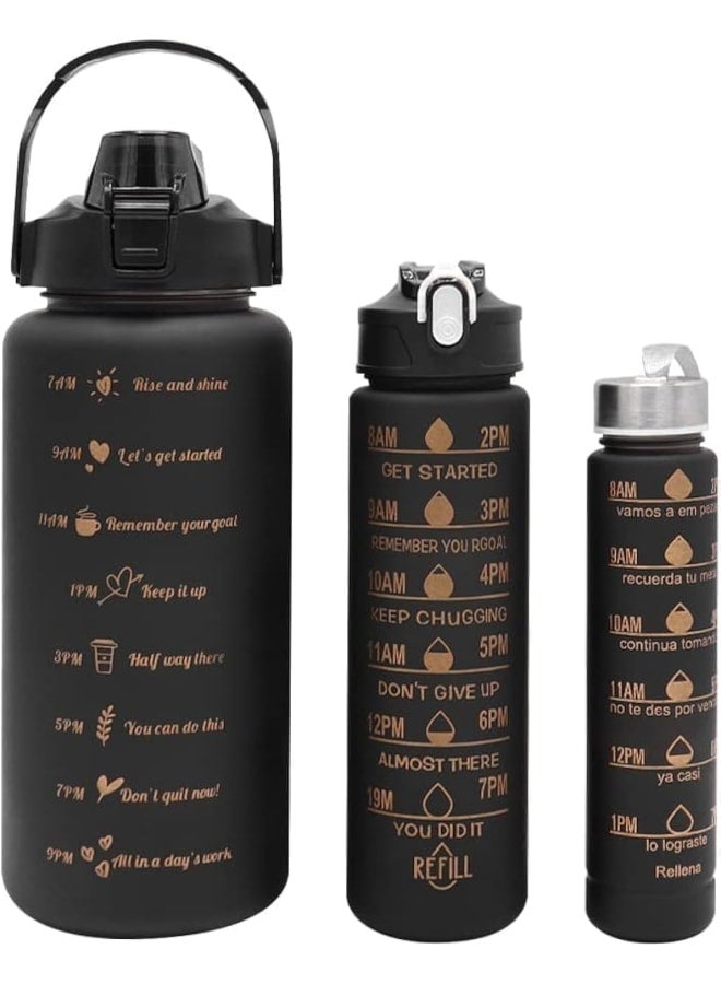 Sports Water Bottle Set with 3 Pieces Different Sizes, 3 Pack (2L + 900ml + 300ml), Leak Proof, BPA Free, Portable Plastic Sports Bottle for Camping, Bike, School - Image 1