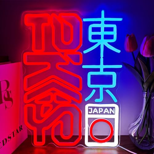 JOSEBRU Tokyo Neon Sign Dimmable Vibrant Japanese Kanji Art for Room Decor LED Neon Light Up Hanging Sign for Bar Pub Party Bedroom Home Decor 11.81"x16.14" - Image 1