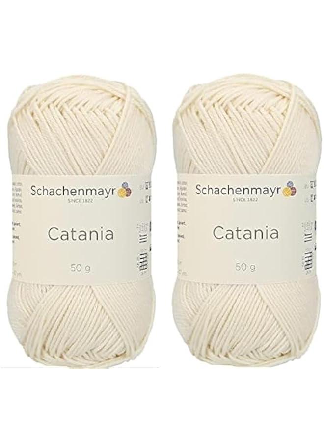 Arabest 【 Set of 2 Skeins 】 SMC Catania Originals 100% Mercerized Cotton Yarn, Total 3.52 Oz. Each 1.76 Oz (50g) / 136 Yrds (125 m) Amigurumi Yarn Fine-Sport 2 (130 Cream) - Image 1