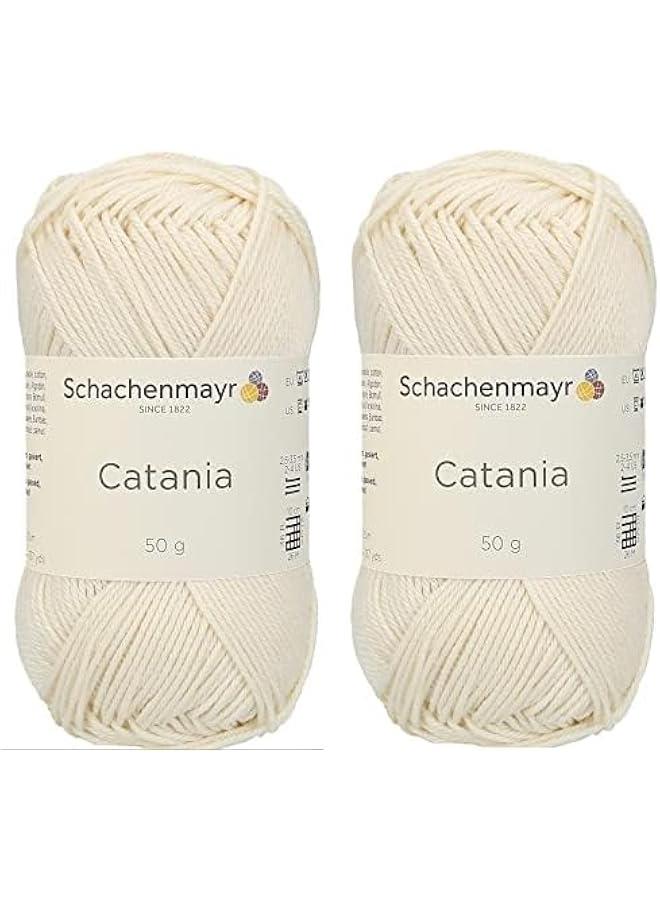 Arabest 【 Set of 2 Skeins 】 SMC Catania Originals 100% Mercerized Cotton Yarn, Total 3.52 Oz. Each 1.76 Oz (50g) / 136 Yrds (125 m) Amigurumi Yarn Fine-Sport 2 (130 Cream) - Image 2
