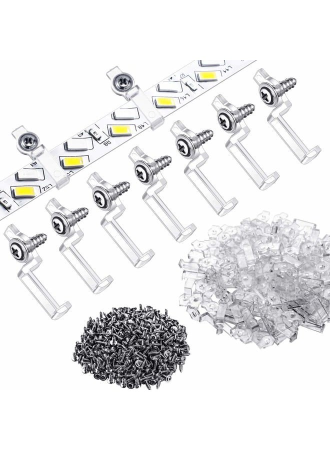 Mudder 300 Pieces LED Mounting Clips LED Bracket Strip LED Light Strip Mounting Clips, One Side Fixing Clips with 300 Pieces Screws for Fixing 10 mm Wide 3528/ 5050 LED Light Strip (Transparent) - Image 1