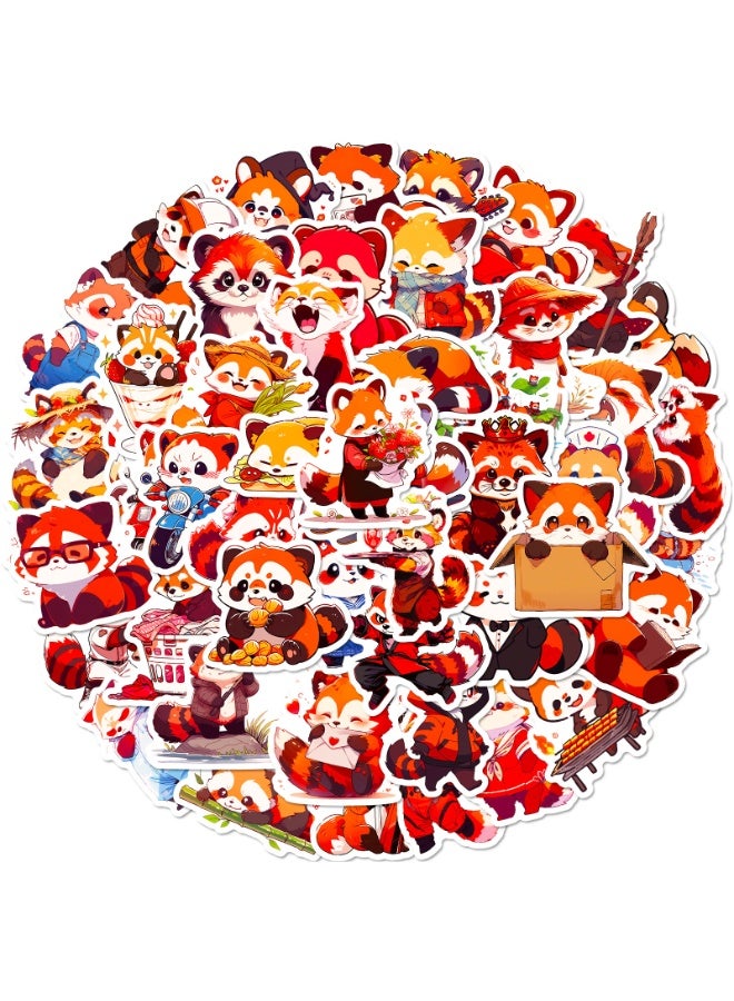 NIBEMINENT 50 Pcs Cartoon Red Panda Deco Kit Waterproof Stickers, High Definition Printing Bright Colors, Suitable for Laptop Skateboard Luggage Water Bottle Guitar DIY - Image 1