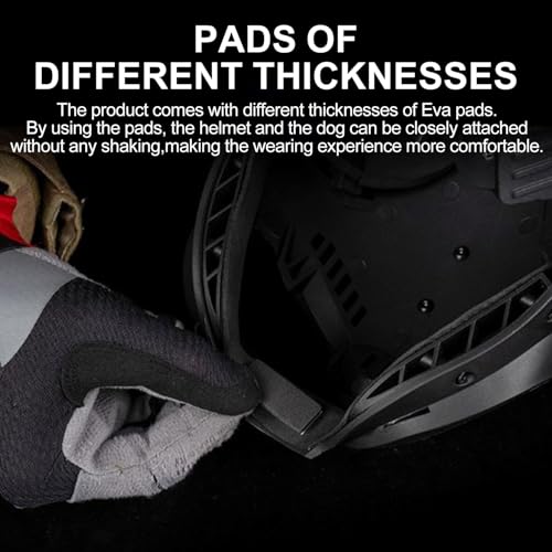 Zhongren Dog Helmet with Goggles - 2in1 Doggy Sunglasses and Pet Motorcycle Tactical Helmet Set for Medium Large Breed with Ear Holes Adjustable Straps for Outdoor Sport(Black) - Image 4
