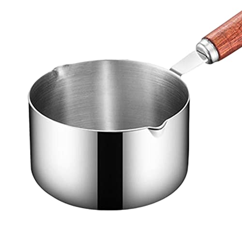 Leefasy 304 Stainless Steel Oil-Splashing Pot with Wooden Handle, 250ml - Image 2