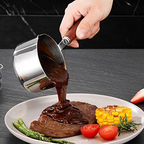 Leefasy 304 Stainless Steel Oil-Splashing Pot with Wooden Handle, 250ml - Image 4