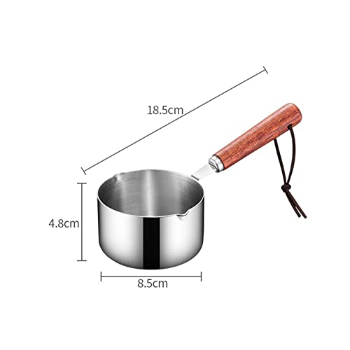 Leefasy 304 Stainless Steel Oil-Splashing Pot with Wooden Handle, 250ml - Image 3