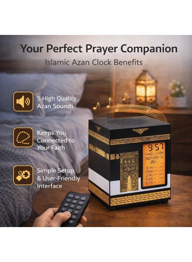 Azan Clock Max Kaaba Quran Speaker 32GB – Digital Azan Alarm Clock with App & Remote Control,30 Reciters & 28 Translations, Islamic Prayer Table Clock for Home & Mosque - Image 2