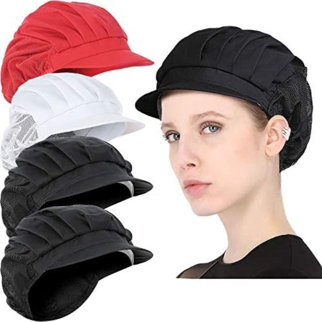 طقم قبعات الطهاة من 4 أو 8 قطع - قابل للتعديل، وقابل لإعادة الاستخدام، وشبكي لحجب الشعر - Image 3