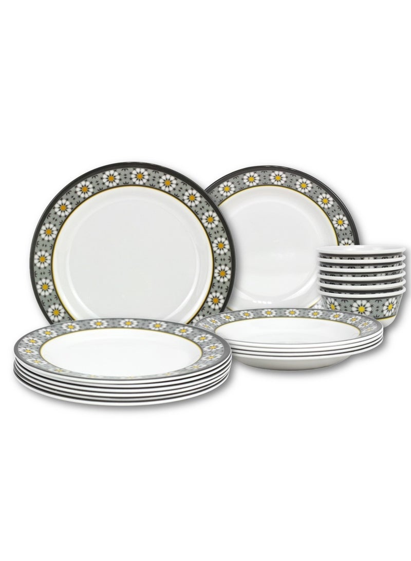 Melrich Melrich 18 Pcs Melamine  Dinner set 6 Dinner plate 6 Dessert plate 6 bowl dishwasher freezer safe - Image 1