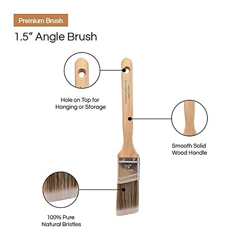 Vermeer Paint Brushes - 6-Pack - 1.5" Angle Sash Brushes for All Latex and Oil Paints & Stains - Home Improvement - Interior & Exterior Use - Image 5