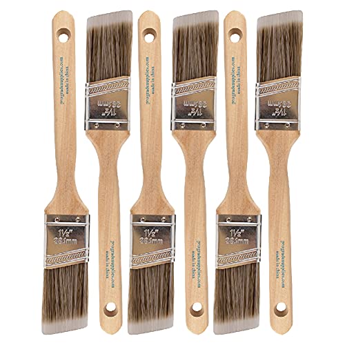 Vermeer Paint Brushes - 6-Pack - 1.5" Angle Sash Brushes for All Latex and Oil Paints & Stains - Home Improvement - Interior & Exterior Use - Image 1