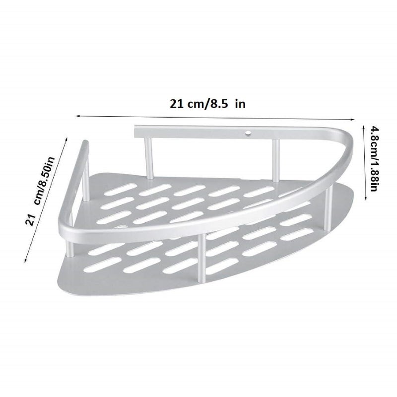 Boniry 2 Pcs Bathroom Accessories Aluminium Heavy Duty Self Adhesive Bathroom Corner Shelf for Wall Multipurpose Wall Mounted Bathroom Organiser Washroom Organizer Silver - Image 2