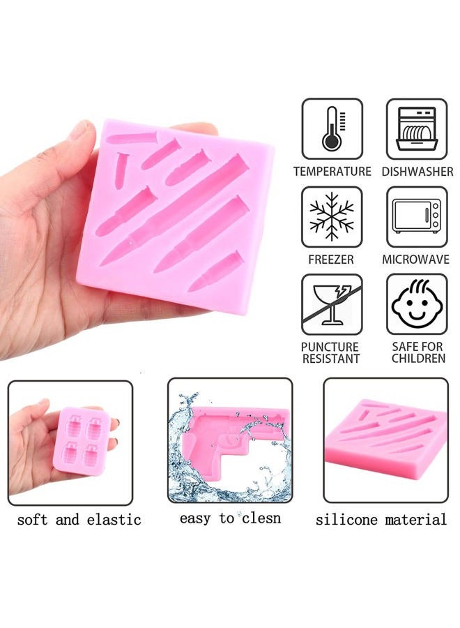 ZiXiang Gun Silicone Molds Pistol Machine Gun Fondant Mold Bullet Silicone Molds For Cake Decorating Cupcake Topper Chocolate Candy Polymer Clay Set Of 4 - Image 2