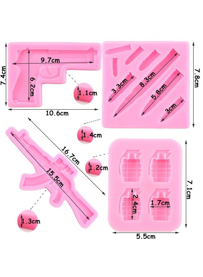 ZiXiang Gun Silicone Molds Pistol Machine Gun Fondant Mold Bullet Silicone Molds For Cake Decorating Cupcake Topper Chocolate Candy Polymer Clay Set Of 4 - Image 4