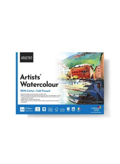 BRUSTRO BRUSTRO Artist 100% Cotton Watercolour Paper Pad Cold Pressed 300 GSM A4-12 Sheets  - Image 1