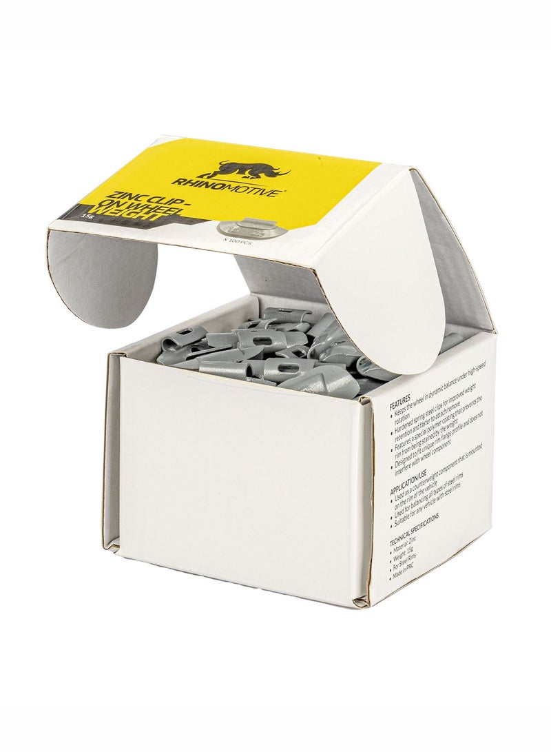 RHINOMOTIVE Automotive Zinc Clip-on Wheel Weight 15g 100Pcs  - Image 4