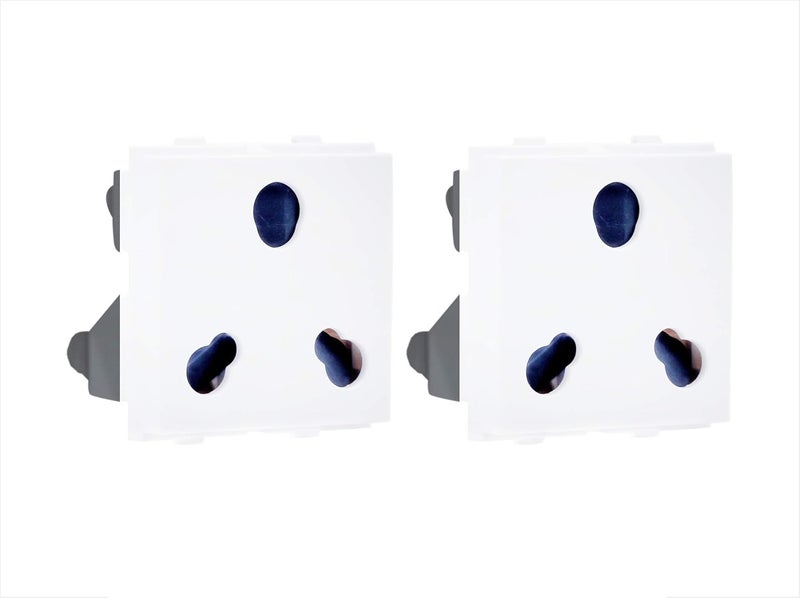 Salzer مقبس مودولار 3 دبابيس | مجموعة 6 و 16 أمبير، مقبس طاقة 240 فولت تيار متردد للاستخدام المنزلي/المكتبي | مادة UL94 مع بولي كربونات مثبتة بالأشعة فوق البنفسجية | أبيض (عبوة من 2) - Image 1