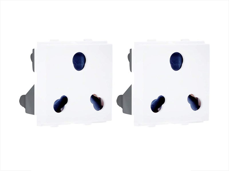Salzer مقبس مودولار 3 دبابيس | مجموعة 6 و 16 أمبير، مقبس طاقة 240 فولت تيار متردد للاستخدام المنزلي/المكتبي | مادة UL94 مع بولي كربونات مثبتة بالأشعة فوق البنفسجية | أبيض (عبوة من 2) - Image 5