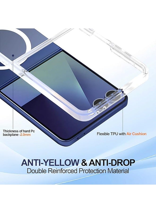 Magnetic Clear Case for Samsung Galaxy Z Flip 7 5G (2025), Slim Cover Compatible with MagSafe, Hard Back Shockproof Bumper, Support Wireless Charging for Samsung Galaxy Z Flip 7 5G (Clear) - Image 3