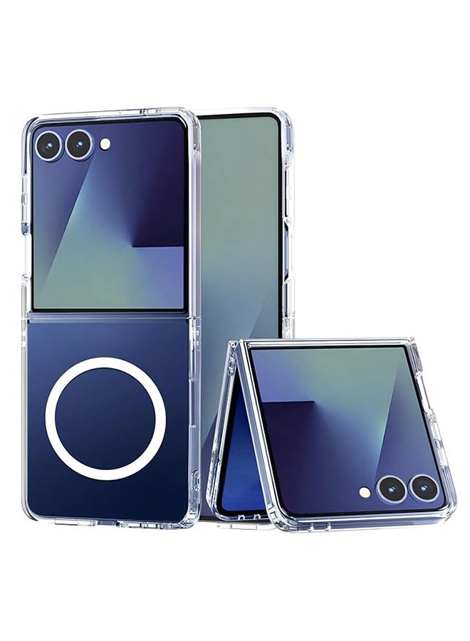 Magnetic Clear Case for Samsung Galaxy Z Flip 7 5G (2025), Slim Cover Compatible with MagSafe, Hard Back Shockproof Bumper, Support Wireless Charging for Samsung Galaxy Z Flip 7 5G (Clear) - Image 1