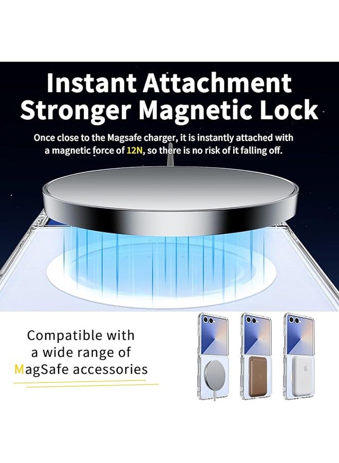 Magnetic Clear Case for Samsung Galaxy Z Flip 7 5G (2025), Slim Cover Compatible with MagSafe, Hard Back Shockproof Bumper, Support Wireless Charging for Samsung Galaxy Z Flip 7 5G (Clear) - Image 5