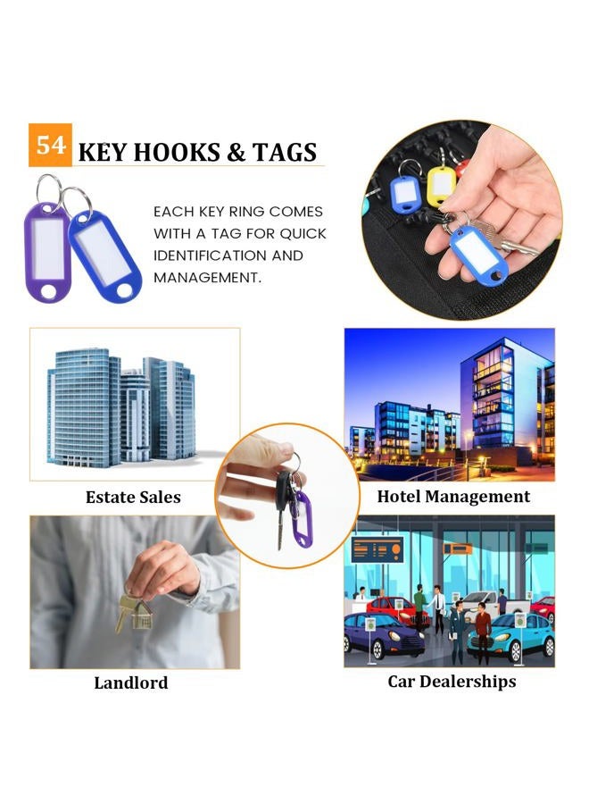 Quctak Portable Key Organizer Case, 54 Key Tags & Hooks Orange Key Holder, Fireproof & Waterproof Key Case with Handle, Key Storage Organizer for Real Estate Sales,Hotel Executives, Car Service - Image 3