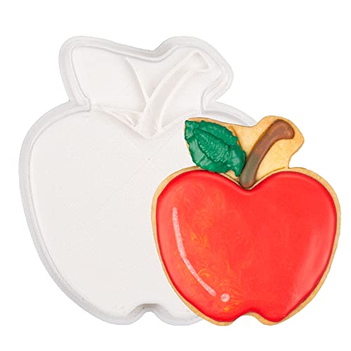 Flycalf Fruit Cookie Cutter Apple with Plunger Stamps Handle Holiday PLA Baking Accessories Cutter Molds Gifts Decorative Party 3.5" Kitchen Cake Supplies - Image 1