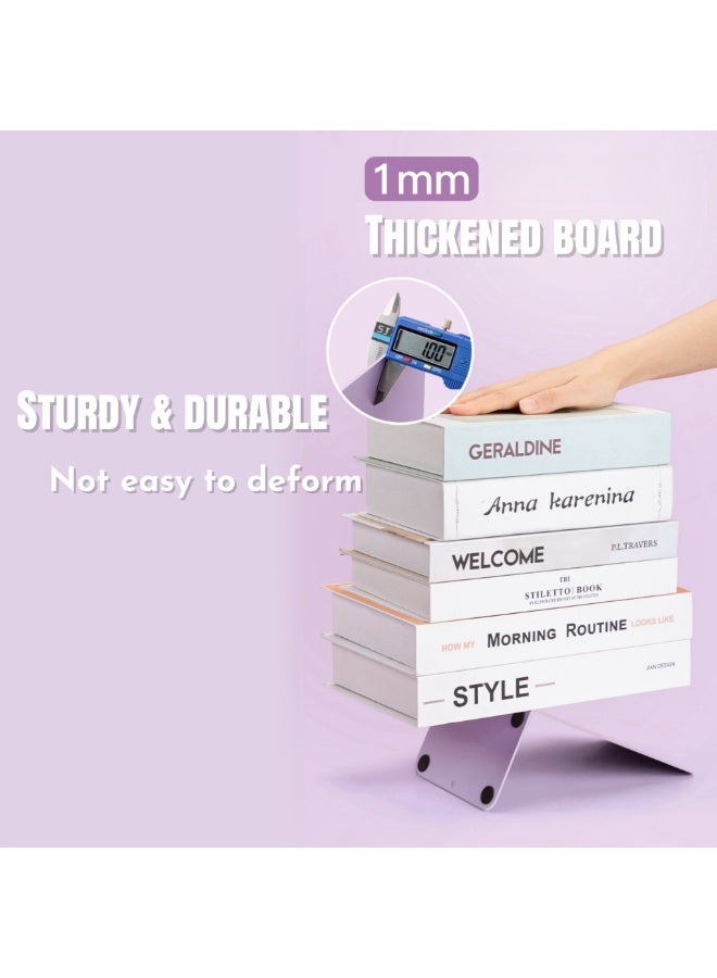 NOVOLAN Metal L-Shaped Bookends, 6-Piece Set for Desk Organization, Sturdy Iron Book Holders with Non-Slip Pads, Ideal for School, Office, and Home Libraries, 19.5x13.5x10cm, Rounded Corners (purple) - Image 5