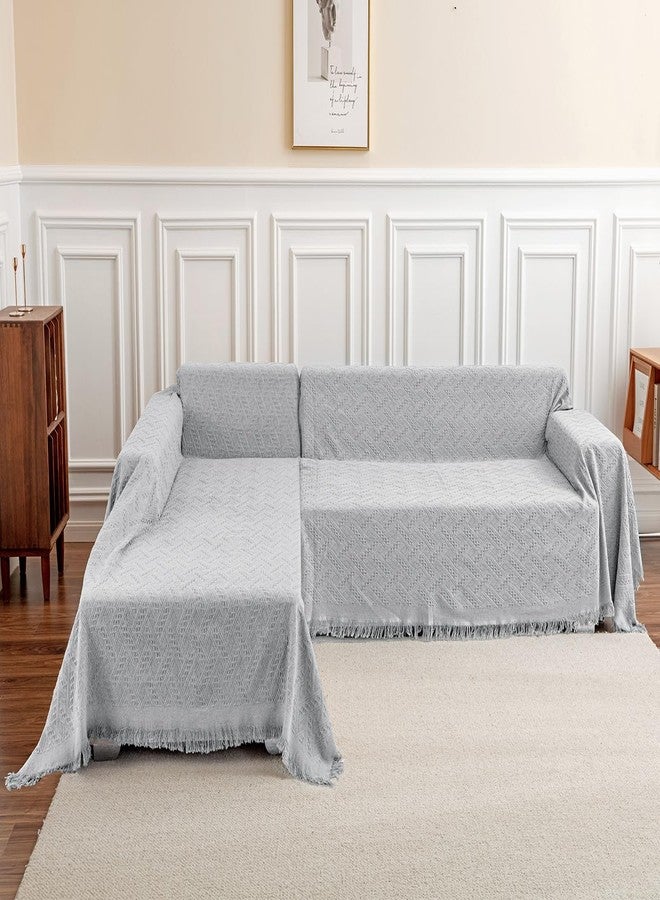DEEPDREAM Deep Dream Sectional Couch Covers Sectional Sofa Cover 2 Pieces L Shaped Couch Covers Sectional Couch Cover Couch Covers for Sectional Sofa (63" x 110" 1pcs + 71" x 118" 1pcs, Light Grey) - Image 2