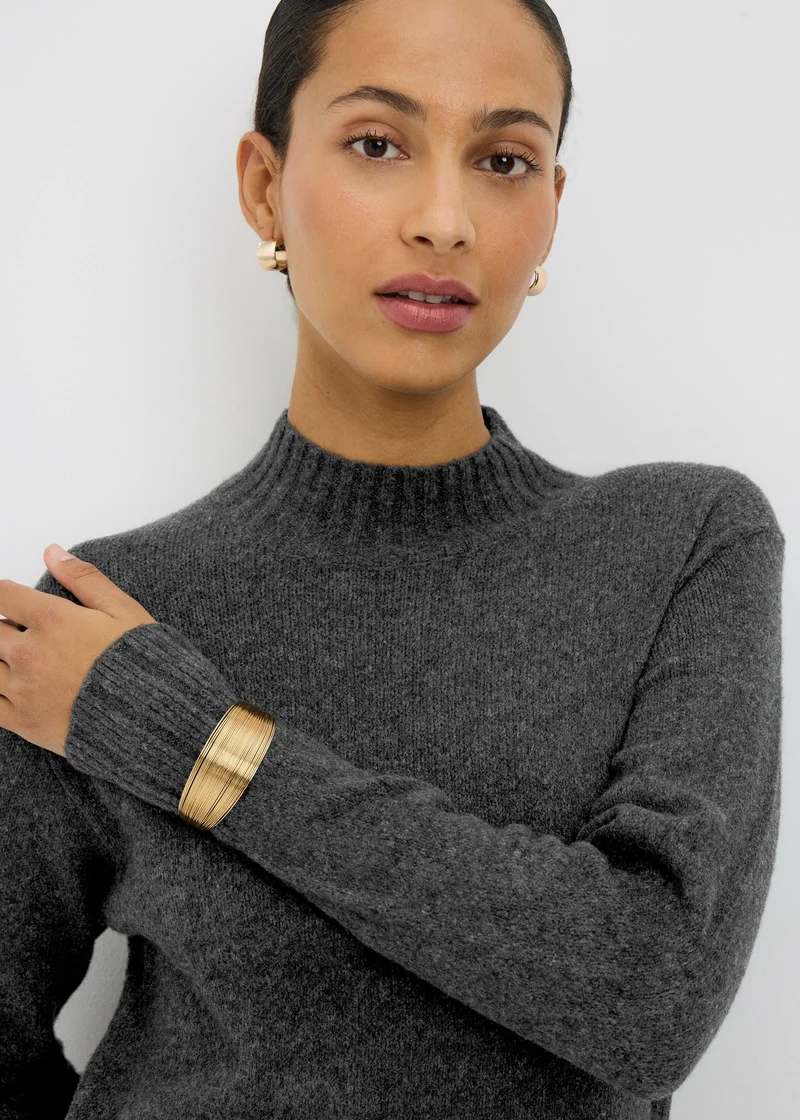 Matalan Grey Knitted High Neck Dress