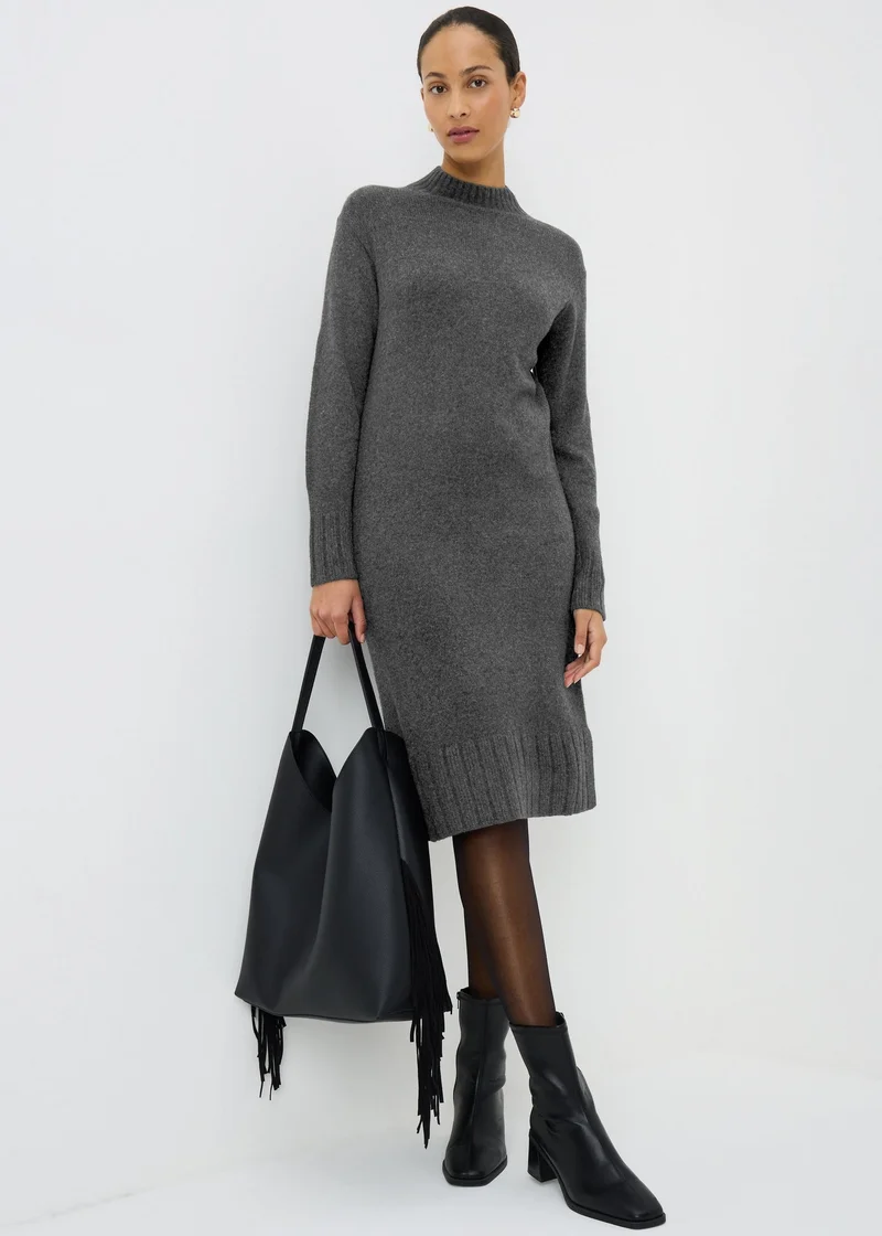 Matalan Grey Knitted High Neck Dress