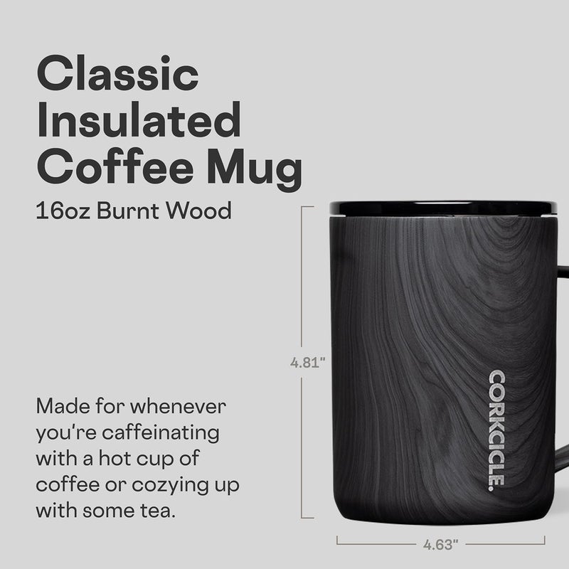 CORKCICLE Triple Insulated Coffee Mug with Lid and Handle, Burnt Wood, 16 oz – Stainless Steel Travel Mug Keeps Beverages Hot for 3+ Hours – Non-Slip, Easy-Grip, Spill-Resistant Tumbler - Image 2