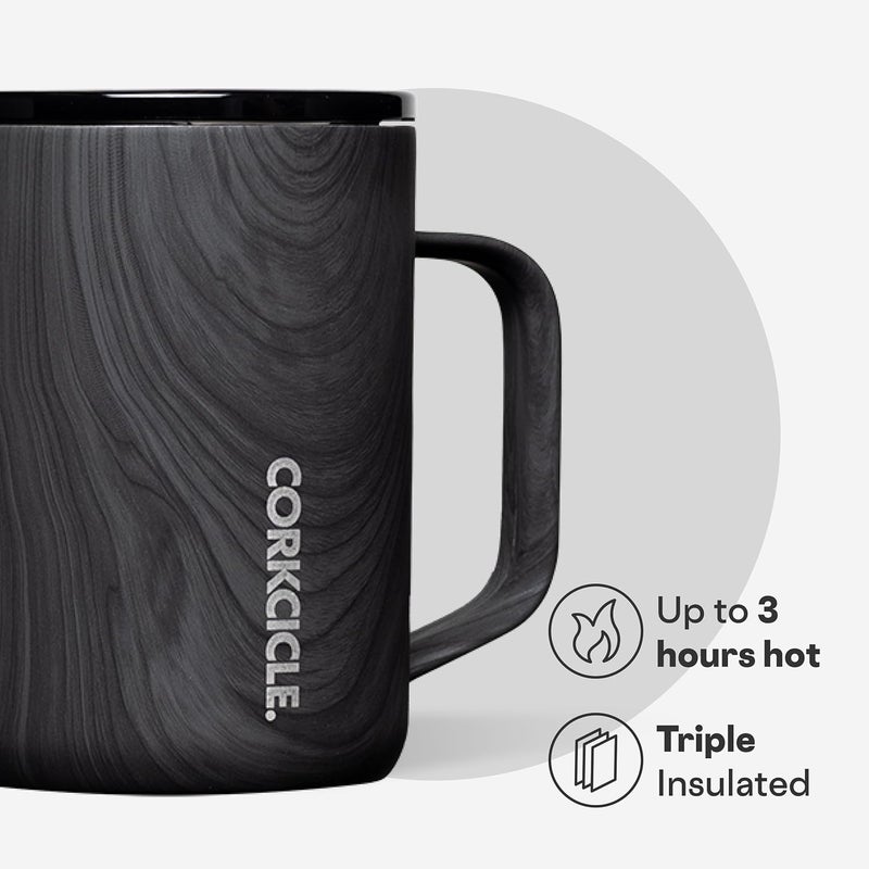 CORKCICLE Triple Insulated Coffee Mug with Lid and Handle, Burnt Wood, 16 oz – Stainless Steel Travel Mug Keeps Beverages Hot for 3+ Hours – Non-Slip, Easy-Grip, Spill-Resistant Tumbler - Image 3