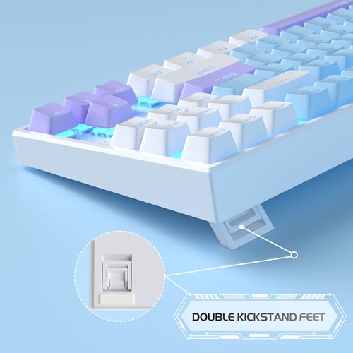 MageGee 75% Mechanical Gaming Keyboard, Blue Switch, LED Blue Backlit, 87 Keys Compact TKL Wired Keyboards for Windows Laptop PC Gamer - Blue/White - Image 4