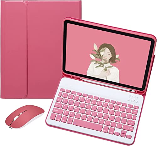 AnMengXinLing Keyboard Case for iPad 11th(A16)/iPad 10th Generation 2022 with Mouse Detachable Wireless Bluetooth Keyboard Pencil Holder Slim Leather Cover for iPad11/iPad10, (New Pink) - Image 1