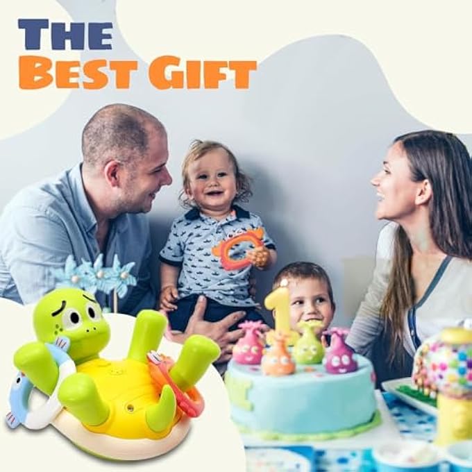 AM ANNA Baby Bath Toys, Turtles Bath Toy One-Touch Water Spray Button with 5 Rings,Rechargeable Bath Toys for Kids,Interactive Swimming Toys, Waterproof Water Toys for Babies - Image 2