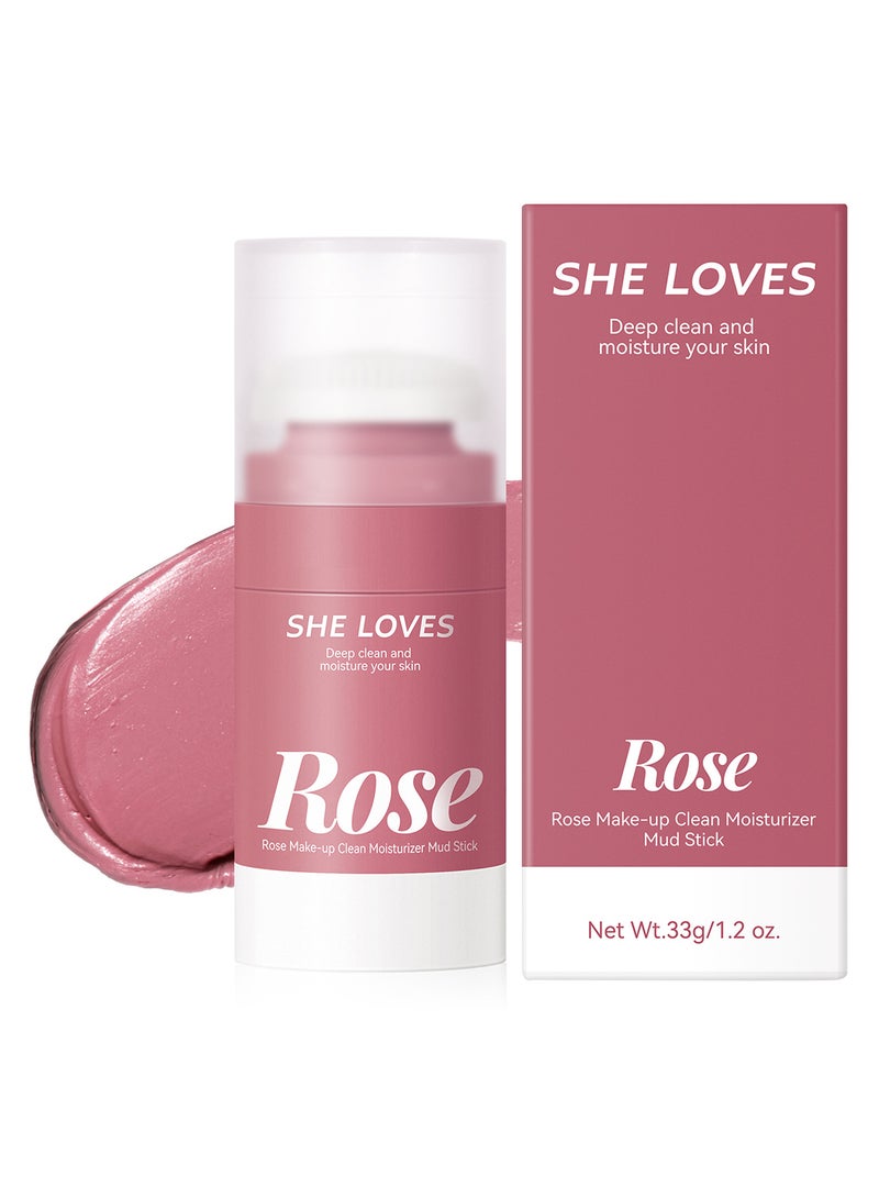 She Loves Rose Makeup Clean Moisturizer Mud Stick Deep Cleansing Moisturizing Mild Refreshing Comfortable Easy Emulsification and Cleaning Suitable for Sensitive Skin 33g - Image 1
