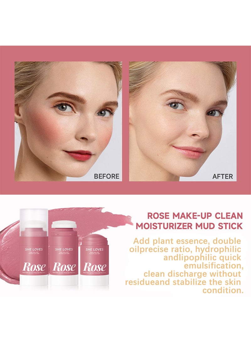 She Loves Rose Makeup Clean Moisturizer Mud Stick Deep Cleansing Moisturizing Mild Refreshing Comfortable Easy Emulsification and Cleaning Suitable for Sensitive Skin 33g - Image 3