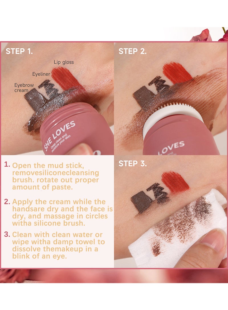 She Loves Rose Makeup Clean Moisturizer Mud Stick Deep Cleansing Moisturizing Mild Refreshing Comfortable Easy Emulsification and Cleaning Suitable for Sensitive Skin 33g - Image 4