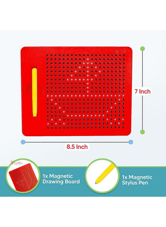 VikriDA Magnetic Drawing Board For Kids & Toddlers With Beads And Magnet Stylus Pen - Magnetic Tablet Toy For Airplane & Car Ride Activities For Kids,Red - Image 2