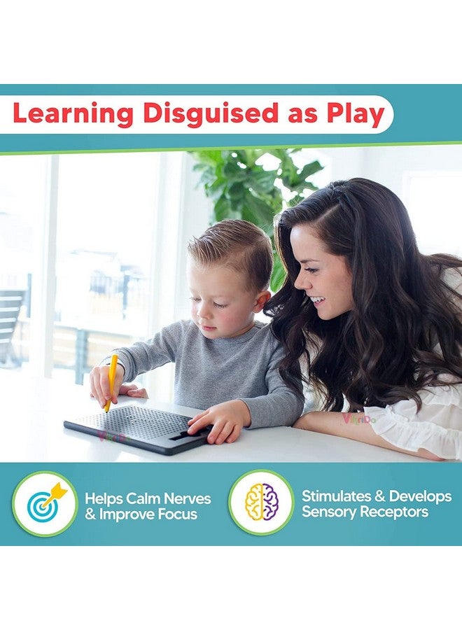 VikriDA Magnetic Drawing Board For Kids & Toddlers With Beads And Magnet Stylus Pen - Magnetic Tablet Toy For Airplane & Car Ride Activities For Kids,Red - Image 3