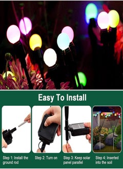 YOMNA Solar Garden Lights 8 LED Firefly Lights – Solar Outdoor Waterproof, Solar-Powered, Decorative for Garden, Pathway, Patio, and Yard (2-Pack) - Rainbow Colors  - Image 2