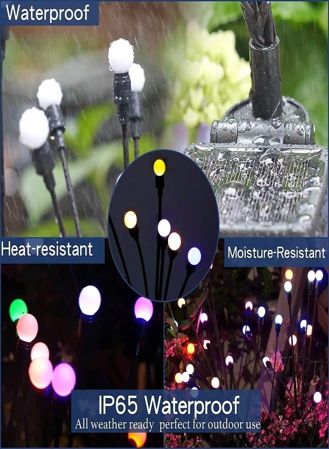 يمنى أضواء الحديقة الشمسية 8 أضواء اليراع LED - الطاقة الشمسية في الهواء الطلق للماء ، تعمل بالطاقة الشمسية ، ديكور للحديقة ، المسار ، الفناء ، والفناء (2 عبوة) - ألوان قوس قزح  - Image 4
