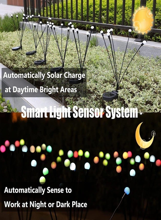 يمنى أضواء الحديقة الشمسية 8 أضواء اليراع LED - الطاقة الشمسية في الهواء الطلق للماء ، تعمل بالطاقة الشمسية ، ديكور للحديقة ، المسار ، الفناء ، والفناء (2 عبوة) - ألوان قوس قزح  - Image 3