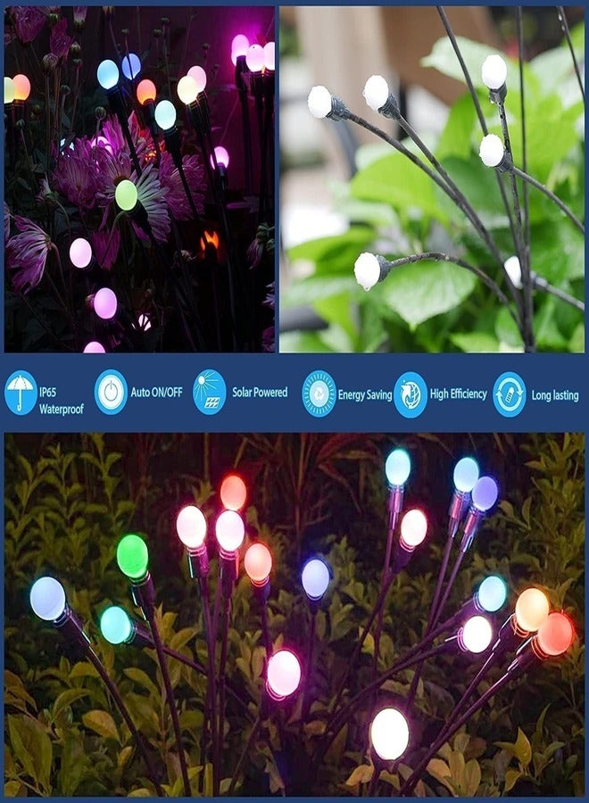 يمنى أضواء الحديقة الشمسية 8 أضواء اليراع LED - الطاقة الشمسية في الهواء الطلق للماء ، تعمل بالطاقة الشمسية ، ديكور للحديقة ، المسار ، الفناء ، والفناء (2 عبوة) - ألوان قوس قزح  - Image 5