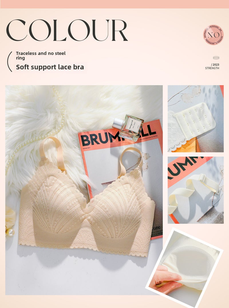 Seamless Bra Wireless Support Light Thin Skin pink-genuine 