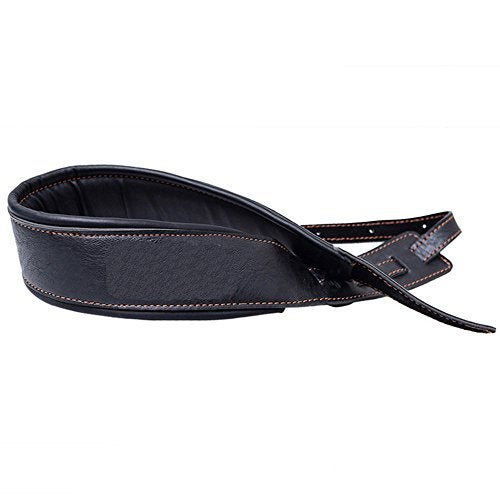 MoonEmbassy Guitar Strap,Soft Leather Guitar Strap&Bass Strap with 3.5" Wide Adjustable Length from 40" to 60" Packed with 2 Picks(Black) - Image 2