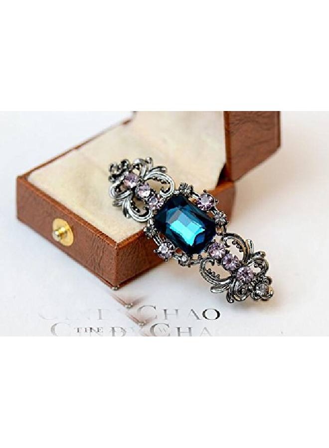 Suoirblss Vintage Chic Metal Crystal Bowknot Hair Clips Hair Pin Hair Barrettes Hair Accessories Women Fashion Retro Rhinestones Flowers Hair Catch (B) - Image 4