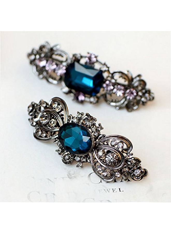 Suoirblss Vintage Chic Metal Crystal Bowknot Hair Clips Hair Pin Hair Barrettes Hair Accessories Women Fashion Retro Rhinestones Flowers Hair Catch (B) - Image 5