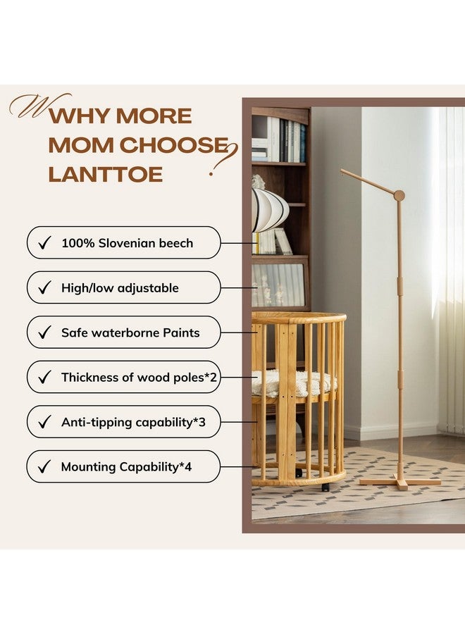 Lanttoe ذراع موبايل سرير لانتو خشبي قائم على الأرض - 61 بوصة ذراع موبايل للسرير | حامل موبايل للأطفال قابل للتحريك | ملحق قوي مضاد للسقوط | خشب الزان الأوروبي 100% طبيعي | عمود خشبي أكثر سمكًا | ديكور حضانة بوهو - Image 2